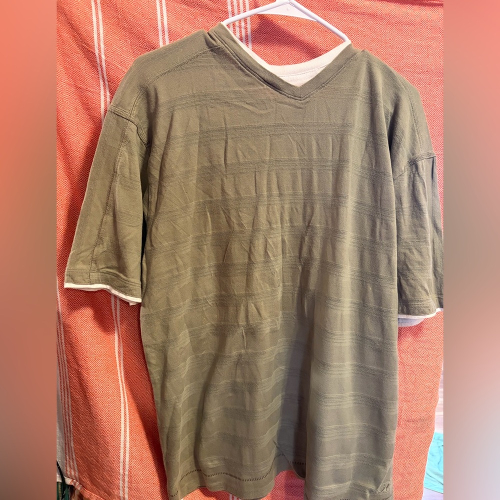 Olive Green V-Neck T-Shirt